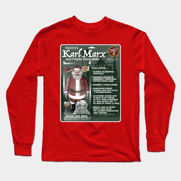 Festive Karl Marx Action Figure Long Sleeve T-Shirt by GiantsOfThought